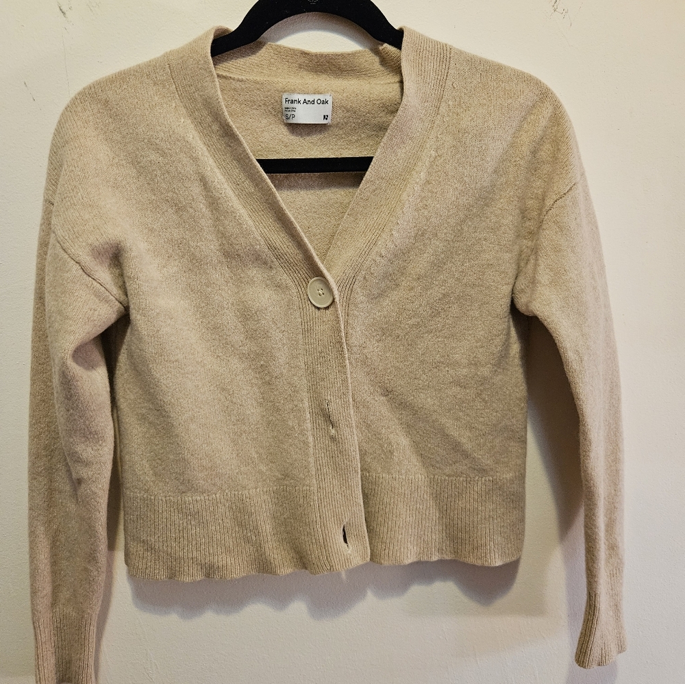 Frank and Oak Creme Wool Cardigan
